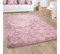 Paco Home Alfombra Salón Pelo Largo Piel Sintética Shaggy Mullida Y Suave En Monocolor, tamaño:60x100 cm, Color:Rosa-Viejo