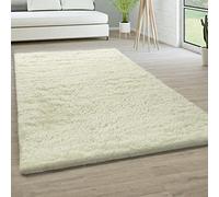 Paco Home Alfombra Salón Pelo Largo Piel Sintética Shaggy Mullida Y Suave En Monocolor, tamaño:60x100 cm, Color:Blanco