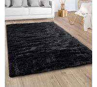 Paco Home Alfombra Salón Pelo Largo Piel Sintética Shaggy Mullida Y Suave En Monocolor, tamaño:60x100 cm, Color:Negro