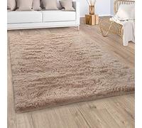 Paco Home Alfombra Salón Pelo Largo Piel Sintética Shaggy Mullida Y Suave En Monocolor, tamaño:60x100 cm, Color:Beige