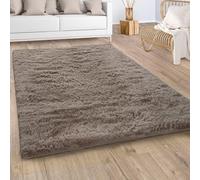 Paco Home Alfombra Salón Pelo Largo Piel Sintética Shaggy Mullida Y Suave En Monocolor, tamaño:60x100 cm, Color:Taupe