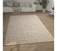 Paco Home Alfombra Salón Pelo Largo Shaggy Efecto 3D Étnica Boho Vintage Suave, tamaño:160x220 cm, Color:Crema 6