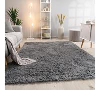 Paco Home Alfombra Salón Pelo Largo Shaggy Piel Sintética Mullida Gris, tamaño:80x150 cm
