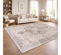 Paco Home Alfombra Salon Vintage Pelo Corto Estilo Boho Lavable Antideslizante Facil Cuidado Diseno Retro Moderno, Color:Beige 3, tamaño:160x220 cm