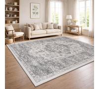 Paco Home Alfombra Salon Vintage Pelo Corto Estilo Boho Lavable Antideslizante Facil Cuidado Diseno Retro Moderno, Color:Grey 2, tamaño:120x160 cm