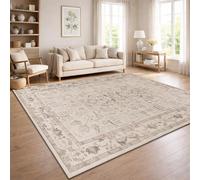 Paco Home Alfombra Salon Vintage Pelo Corto Estilo Boho Lavable Antideslizante Facil Cuidado Diseno Retro Moderno, Color:Beige 4, tamaño:240x340 cm
