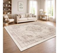 Paco Home Alfombra Salon Vintage Pelo Corto Estilo Boho Lavable Antideslizante Facil Cuidado Diseno Retro Moderno, Color:Beige 2, tamaño:240x340 cm