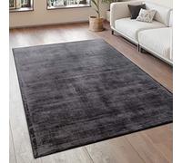 Paco Home Alfombra Salón Vintage Pelo Corto Hecha A Mano Viscosa, tamaño:120x170 cm, Color:Antracita