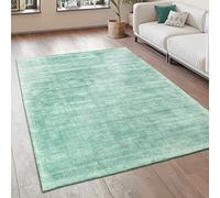 Paco Home Alfombra Salón Vintage Pelo Corto Hecha A Mano Viscosa, tamaño:120x170 cm, Color:Verde Claro