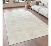 Paco Home Alfombra Salón Vintage Pelo Corto Hecha A Mano Viscosa, tamaño:80x150 cm, Color:Crema