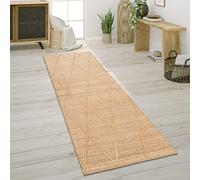 Paco Home Alfombra Salón Yute Fibras Naturales Hecha A Mano Motivo 3D Escandinavo Moderno, tamaño:80x250 cm, Color:Naturaleza