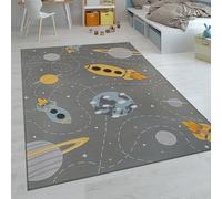 Paco Home Alfombras Infantiles Juego Pelo Corto Coloridas Diferentes Diseños, tamaño:Ø 200 cm Redon, Color:Gris 5