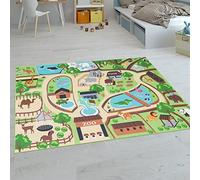 Paco Home Alfombra de niños, Alfombra de Juego para Habitaciones de niños, zoológico con Tigre, Oso, león, Colorido, tamaño:120x160 cm