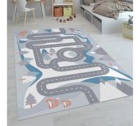 Paco Home Alfombra Infantil Juego para Dormitorio Niños Motivo Calles con Animales Crema, tamaño:120x160 cm