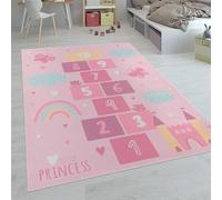 Paco Home Alfombras Infantiles Juego Pelo Corto Coloridas Diferentes Diseños, tamaño:200 cm Cuadrado, Color:Pink 4