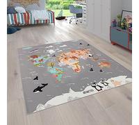 Paco Home Alfombras Infantiles Juego Pelo Corto Coloridas Diferentes Diseños, tamaño:200 cm Cuadrado, Color:Gris 3