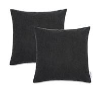 Paco Home Funda de cojín Decorativa Pana Funda de cojín Suave Set Cojín Sofá Dormitorio Deco Cojines Decorativos, Color:Negro 2, Establece:2pcs-Set
