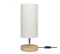 Paco Home Lámpara De Mesa Salón Mesilla LED Pantalla De Tela Pantalla De Lámpara E27 Madera Moderna E14 Uni Bambú