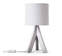 Paco Home Lámpara De Mesa Trípode De Mesilla Dormitorio E27 Pantalla De Tela Uni E14 Con Interruptor