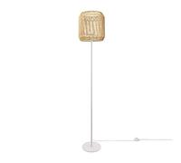 Paco Home Lámpara De Pie Moderna Salón Dormitorio Ratán Diseño Bohemio Mimbre E27, Base de la lámpara: Una Pata Blanco, Pantalla de lámpara: Beige (Ø28 cm)