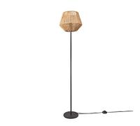 Paco Home Lámpara De Pie Moderna Salón Dormitorio Ratán Diseño Bohemio Mimbre E27, Base de la lámpara: Una Pata Negro, Pantalla de lámpara: Beige (Ø33 cm)
