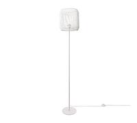 Paco Home Lámpara De Pie Moderna Salón Dormitorio Ratán Diseño Bohemio Mimbre E27, Base de la lámpara: Una Pata Blanco, Pantalla de lámpara: Blanco (Ø28 cm)