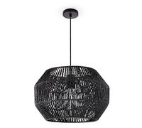 Paco Home Lámpara De Suspensión Mesa Comedor Papel Boho Colgante Lámpara E27 Ratán, Farbe_MuVa:Negro (Ø35cm), Tipo de luminaria___Color:Lámpara colgante - Negro