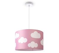 Paco Home Lámpara Suspensión Cuarto Infantil Bebé Pantalla Tela Redonda Nubes Cielo Estrellas Niños E27
