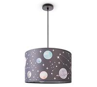 Paco Home Lámpara Suspensión Cuarto Infantil Bebé Pantalla Tela Redonda Nubes Cielo Estrellas Niños E27