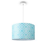 Paco Home Lámpara Suspensión Pantalla Tela E27 Colgante Dormitorio Redonda Vintage Retro Cilindro Textil