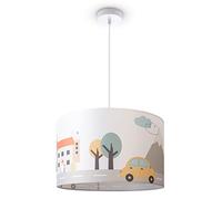 Paco Home Lámpara Techo Cuarto Infantil De Suspensión Cuarto Bebé Bomberos Policía Carretera Chicos Chicas E27, Lámpara colgante - Blanco