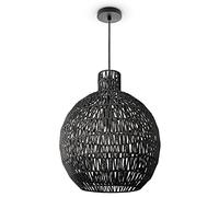 Paco Home Luminaria Suspensión Salón Bohemia Lámparas Cesta Lámpara Colgante Ratán Comedor Lámpara Papel E27, Tipo de lámpara:Lámpara colgante - Tipo 8, Farbe_MuVa:Negro (Ø45 cm)