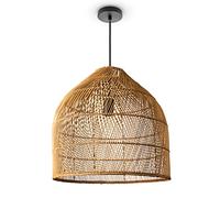 Paco Home Luminaria Suspensión Salón Bohemia Lámparas Cesta Lámpara Colgante Ratán Comedor Lámpara Papel E27, Tipo de lámpara:Lámpara colgante - Tipo 1, Farbe_MuVa:Beige (Ø44 cm)