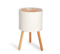 Paco Home Maceta Sobretiesto Grande Jardinera Interior Tiesto Juego Cesto Lámina Madera Flores Trenzadas, Farbe_MuVa:Blanco, Establece:2pcs Set/Diseño 4