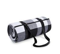 Paco Home Manta De Picnic Camping XXL Playa Impermeable con Asa Compacta Ligera Portable Aislante, Farbe_MuVa:Negro - Blanco 2, Tamaño:200x200cm