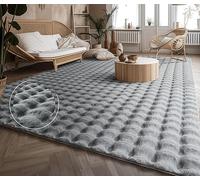 Paco Home Moderna Alfombra de Sala de Pelo Corto, Estilo escandinavo Japandi Panglao, Monocolor, Efecto Alto-bajo Motivo Abstracto Efecto 3D Pelo Suave Crema, tamaño:200x280 cm, Color:Gris 3