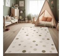 Paco Home Moqueta Habitación Infantil Alfombra de Juego Efecto Alto-Bajo Punteado Colores Naturales Suave Tacto Fácil Cuidado Beige Marron Crema, tamaño:120x160 cm
