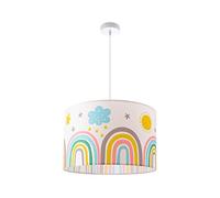 Paco Home Niños Luminaria Suspensión Infantil Pantalla Tela Redonda Colorida Bebé E27 Arco Iris