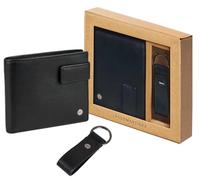 PACO MARTINEZ Set de Regalo para Hombre, Caja Regalo con Cartera Billetero para Hombre y Llavero Plano a Juego en Color Negro, Idea de Regalo de Cumpleaños, Aniversario o Navidad