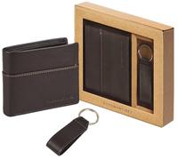 PACO MARTINEZ Set de Regalo para Hombre, Caja Regalo con Cartera Billetero para Hombre y Llavero Plano a Juego en Color Marrón, Idea de Regalo de Cumpleaños, Aniversario o Navidad