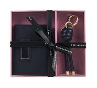 PACO MARTINEZ Set de Regalo para Mujer, Caja Regalo con Cartera Billetero para Mujer Color Negro y Llavero de Cuerdas a Juego, Idea de Regalo de Cumpleaños, Aniversario o Navidad