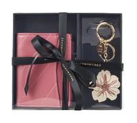 PACO MARTINEZ Set de Regalo para Mujer, Caja Regalo con Cartera Billetero para Mujer con Color Rosa y Llavero Flor a Juego, Idea de Regalo de Cumpleaños, Aniversario o Navidad
