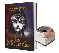 PACOLO Caja de almacenamiento de libro de desvío de papel real, Los Miserables, caja fuerte oculta de libro abatible con cerradura de código mecánico/llave de anulación, negro