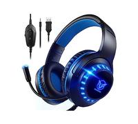 Pacrate Cascos Gaming para PS4/PS5/Xbox One/Nintendo Switch/PC, Auriculares Gaming con Microfono Cascos PS4, Cascos Gamer, Azul