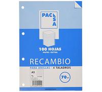Pacsa 21201/21204 - Recambio 70 g, A5, 4 anillas cuadriculadas