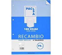 Pacsa 21201/21204 - recambio 70 g, a5, 4 anillas cuadriculadas