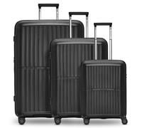 Pactastic Colección 01 Juego de maletas de 4 ruedas, 3 piezas, con pliegue extensible negro