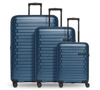 Pactastic Collection 04 THE THREE SET + 4 ruedas Juego de maletas 3 piezas con pliegue de expansión azul