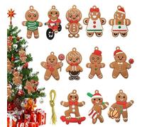 PacuM 12 Piezas Decoración Galletas Navidad Hombre Jengibre Set con Cordón Adornos Navideños Arbol Muñeco de Jengibre PVC Adornos Navidad Dibujos Animados para Árbol Ventana Repisa