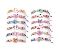 PacuM 12 Piezas Pulseras Niña Ajustable Pulsera Niña Forma de Gato Pulseras de la Amistad Cordón Elástico Seda Trenzada Regalo Amiga Cumpleaños para Día del Niño Regalos Fiesta Actividades Escolares